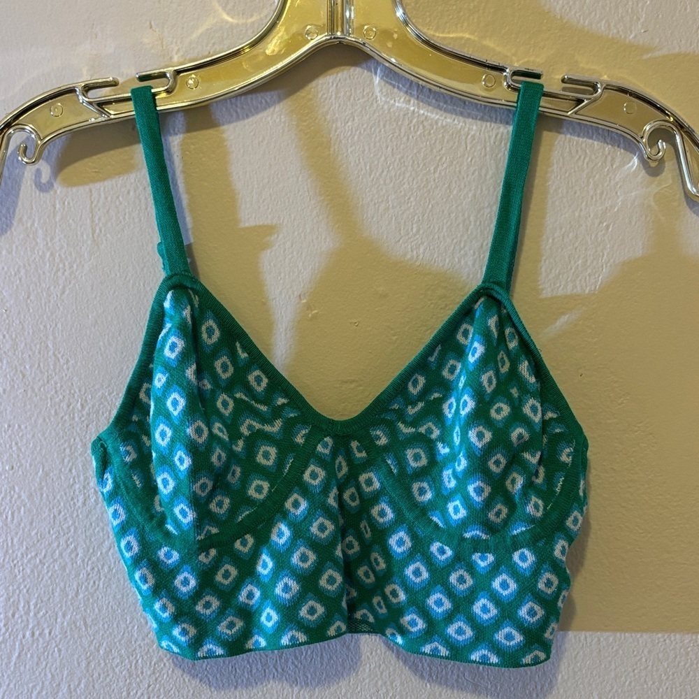 Steve Madden Green Patterned Top